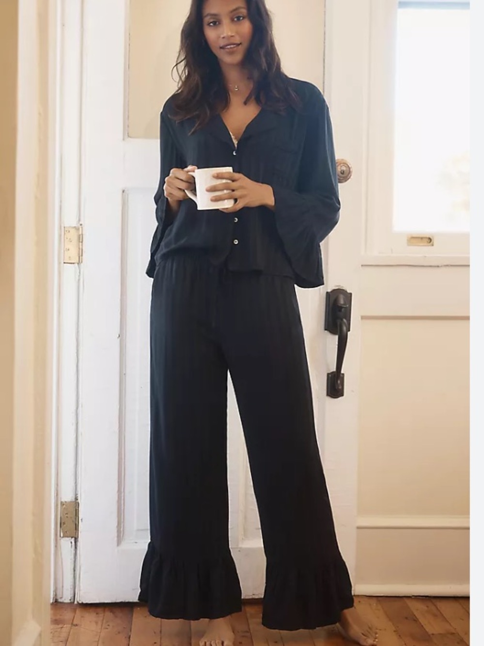 Anthropologie Ruffle NWT Med Pajama Top & Pants Sold Separately Selling As Set